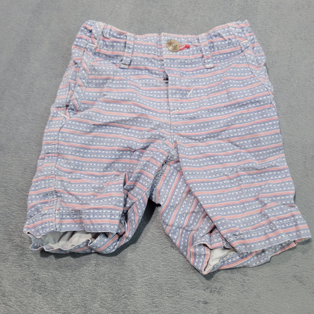 Old Navy Shorts Toddler Boys 2T Blue Red White Striped Chino Adjustable Waist